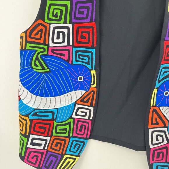 Sed’s Crafts Molas Panama Black Vest Handmade L - Picture 2 of 6